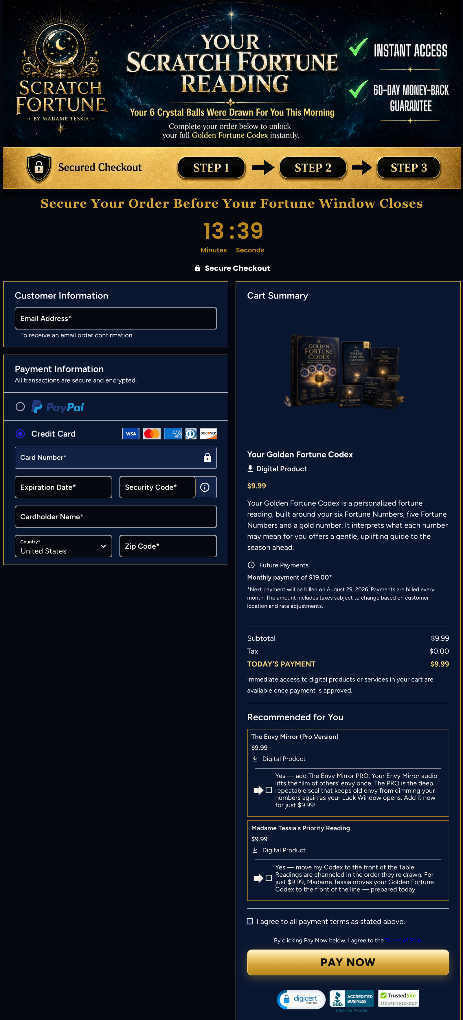 Scratch Of Fortune Checkout Page